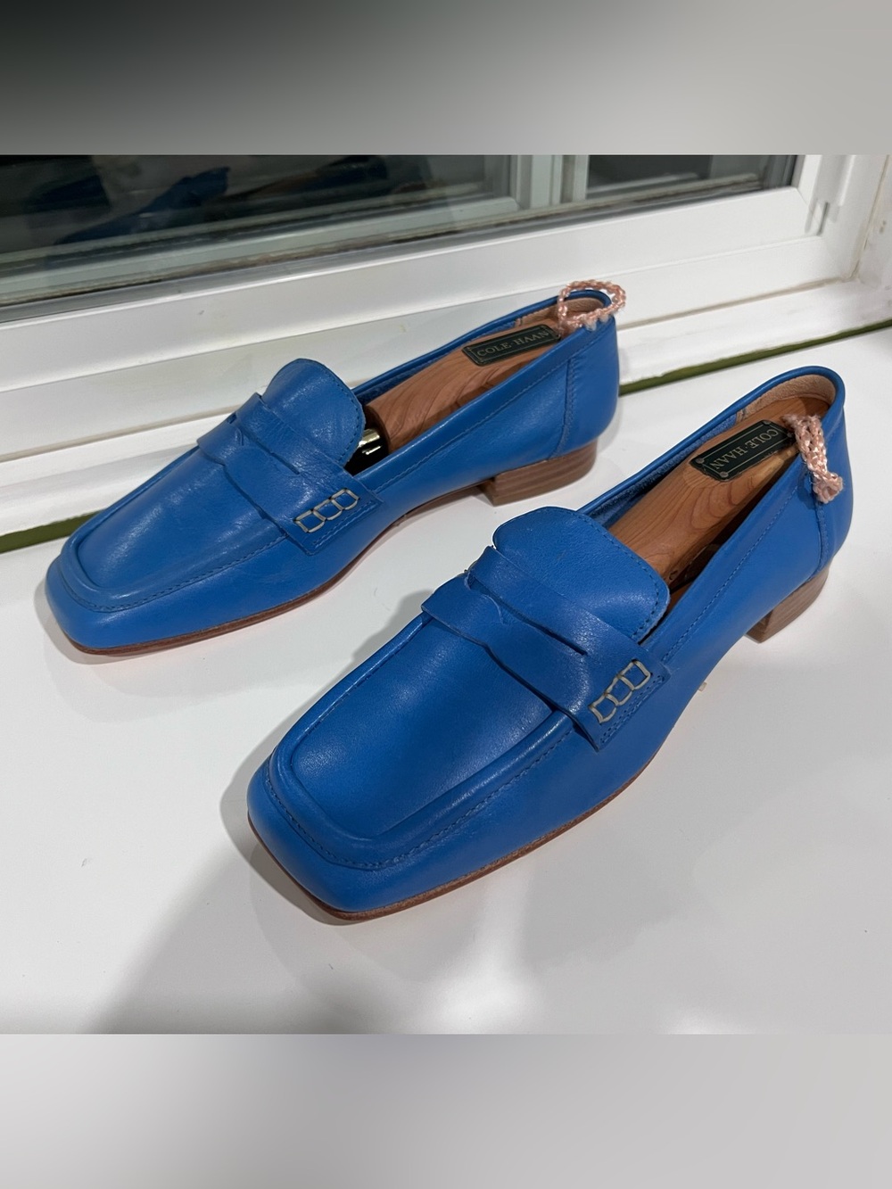 Venezia Cobalt Blue All Leather Penny Loafers Made in Italy Vero Cuoio 37 6.5-7 - Picture 4 of 9